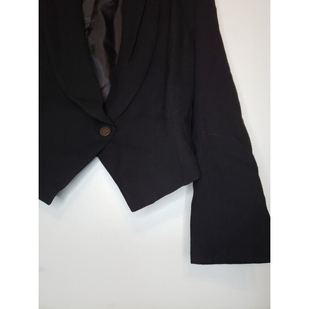 VTG Eleanor P Brenner Womens 12 Blazer 100% Wool Cropped Chic Button Academia - Picture 4 of 8